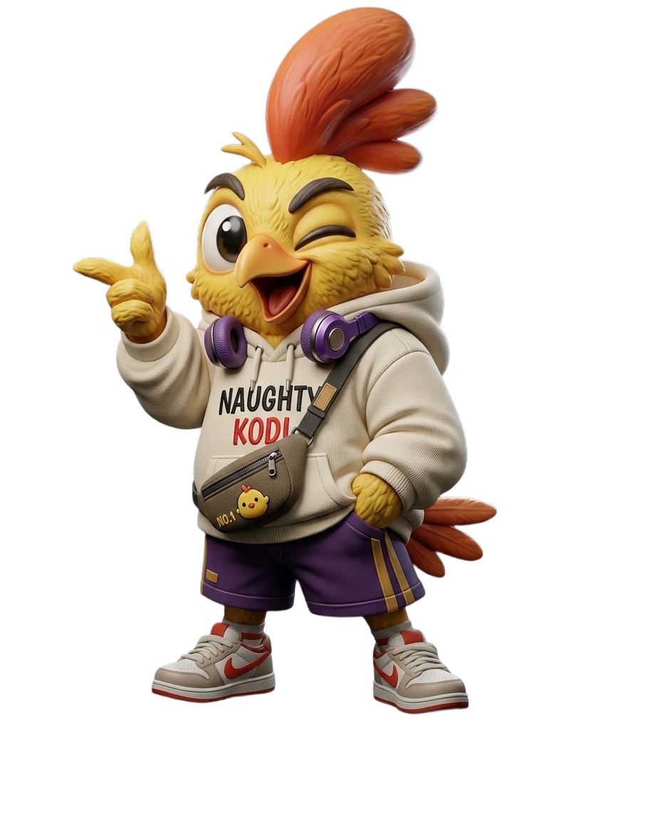 Chintu, the playful Naughty Kodi mascot representing authentic Andhra and Telangana flavours